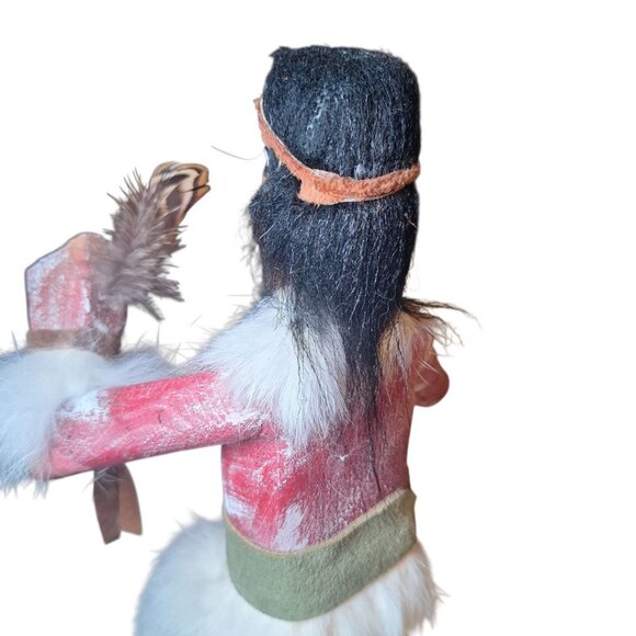 Kachina Doll Wolf Mask RB Vintage Native Folk Art Indian Fur Wood 12.5 Inch - Picture 6 of 14